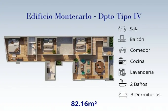 Edificio Montecarlo Dpto con 3 dormitorios en Tacna Perú