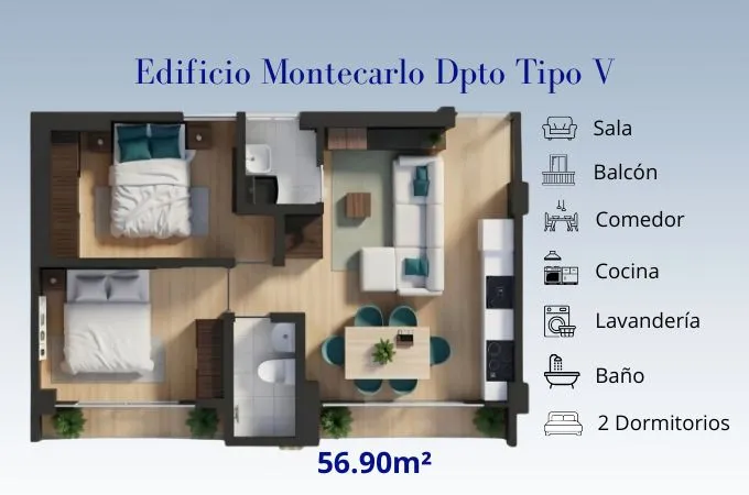Departamento de 2 dormitorios Tacna - Perú